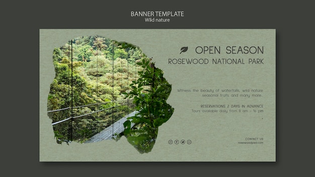 Sjabloon voor spandoek van Rosewood nationaal park met bos en meer