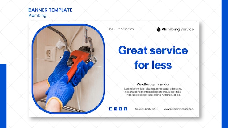 Gratis PSD sjabloon voor spandoek van sanitair geweldige service