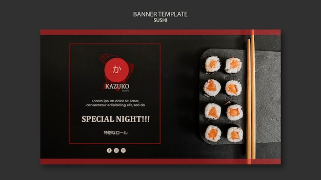 Gratis PSD sjabloon voor spandoek van sushi restaurant advertentie