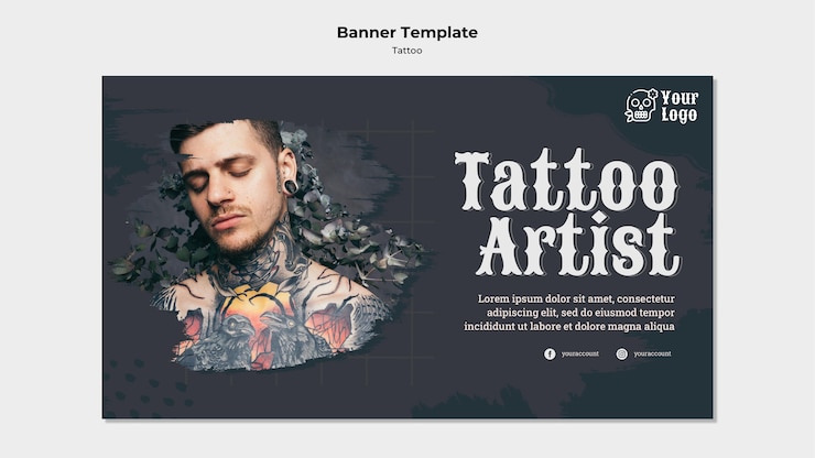 Gratis PSD sjabloon voor spandoek van tattoo-artiest