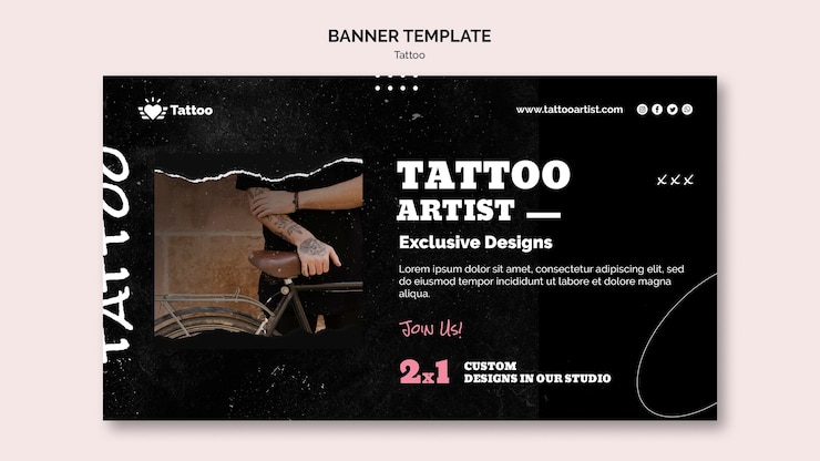 Gratis PSD sjabloon voor spandoek van tattoo-artiest