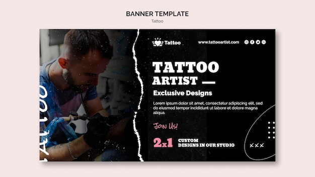 Gratis PSD sjabloon voor spandoek van tattoo-artiest
