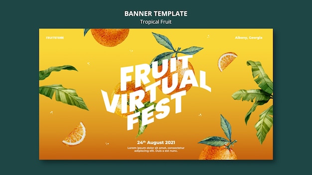 Gratis PSD sjabloon voor spandoek van tropisch fruit