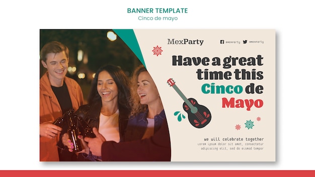 Sjabloon voor spandoek viering Cinco de mayo