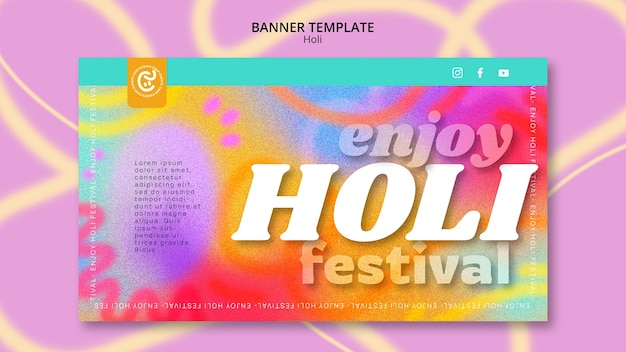 Gratis PSD sjabloon voor spandoek voor holi-festivalviering