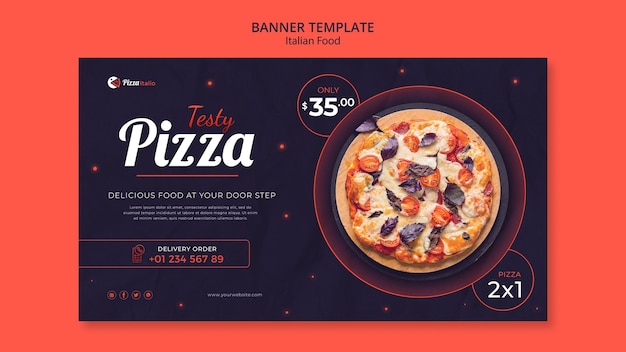 Sjabloon voor spandoek voor Italiaans eten restaurant