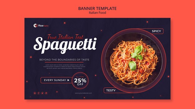 Sjabloon voor spandoek voor Italiaans eten restaurant