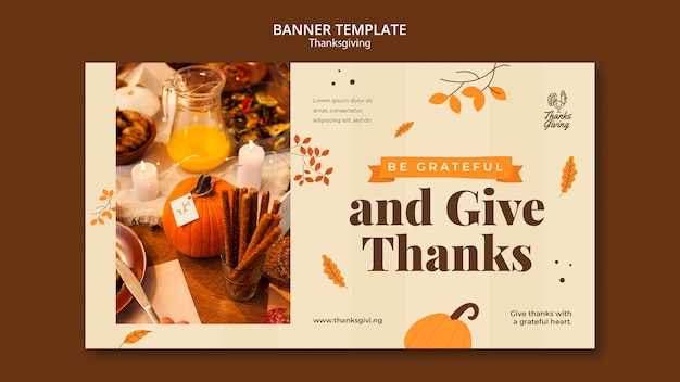 Sjabloon voor spandoek voor thanksgiving-dag met herfstdetails