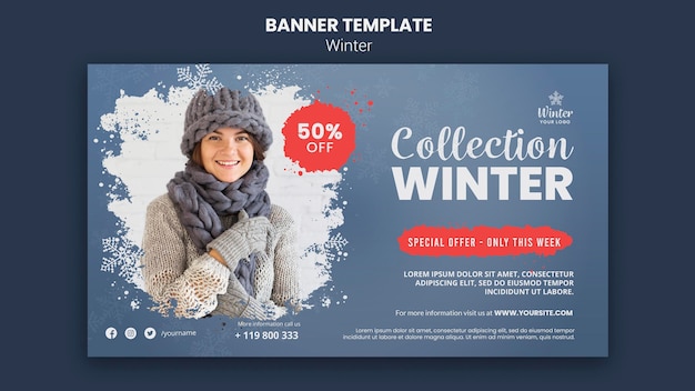 Gratis PSD sjabloon voor spandoek winterontwerp