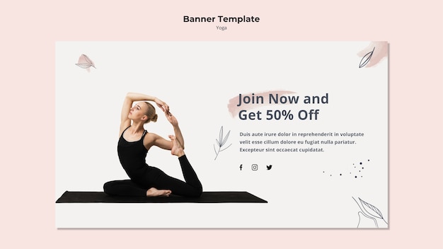 Gratis PSD sjabloon voor spandoek yoga met korting