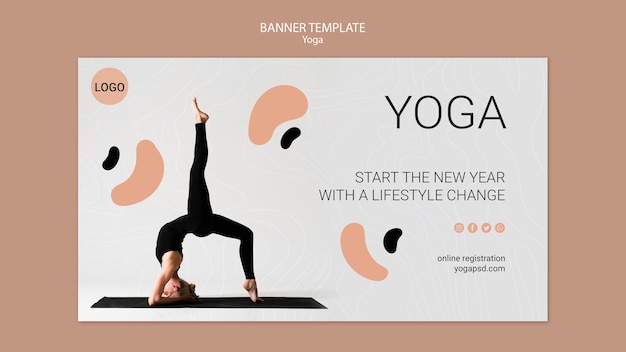 Gratis PSD sjabloon voor spandoek yoga met meisje