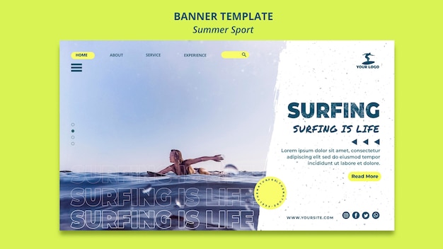 Gratis PSD sjabloon voor spandoek zomer surfen