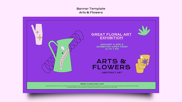 Gratis PSD sjabloon voor spandoekkunst en bloemen