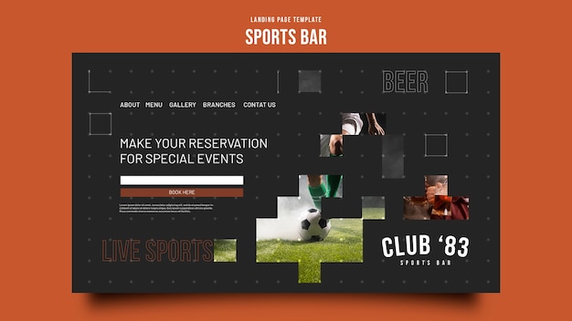 Gratis PSD sjabloon voor sportbar met plat ontwerp