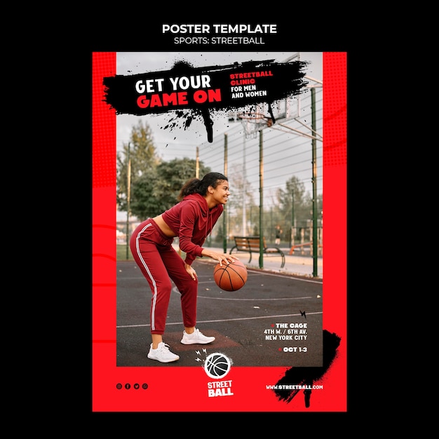 Gratis PSD sjabloon voor streetball-posters