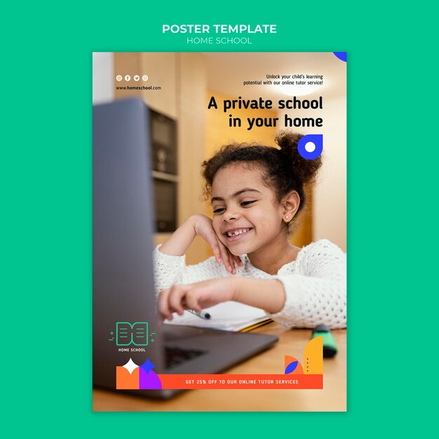 Sjabloon voor thuisonderwijs-poster