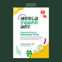Gratis PSD sjabloon voor uitnodiging voor abstracte wereld veganistische dag