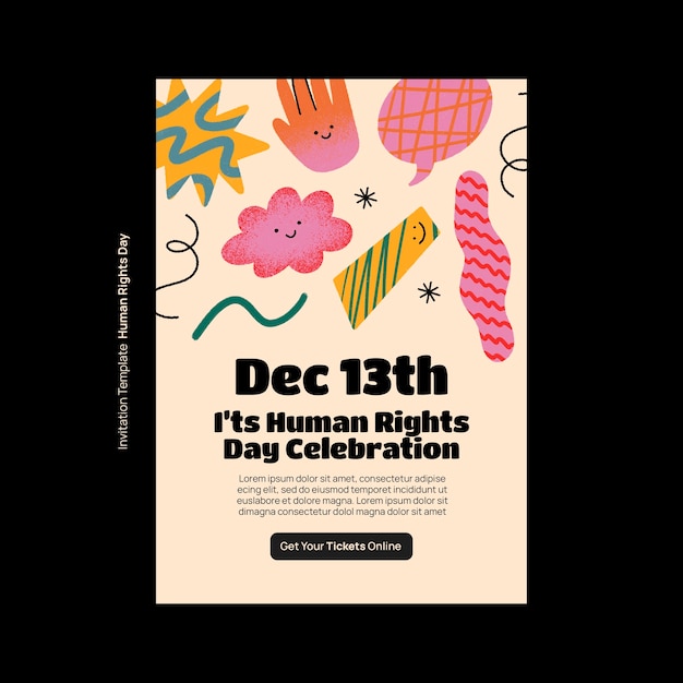 Gratis PSD sjabloon voor uitnodiging voor de viering van de dag van de mensenrechten