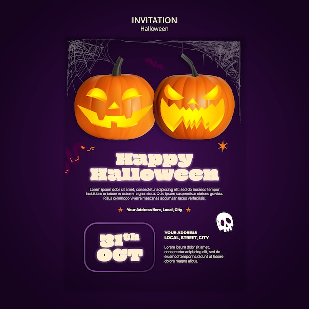 Gratis PSD sjabloon voor uitnodiging voor halloween-feest