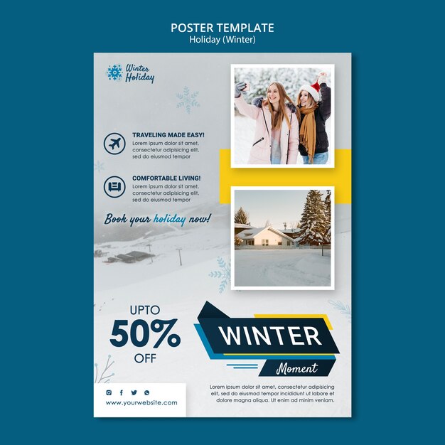 Sjabloon voor vakantie winterposter