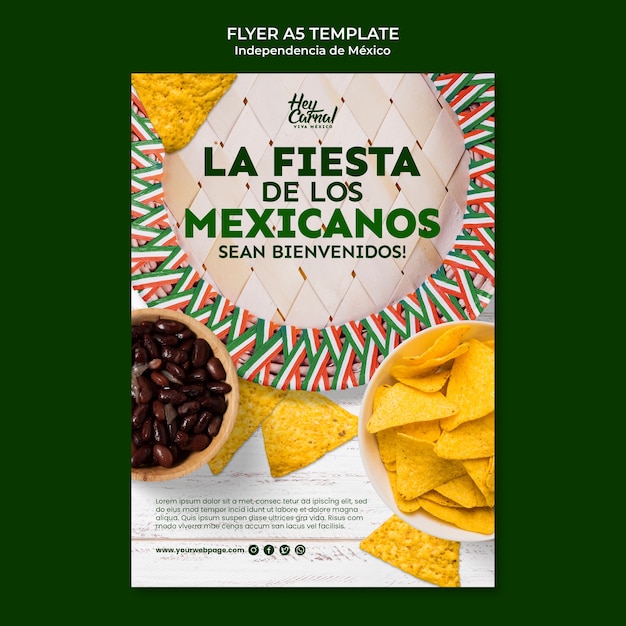 Gratis PSD sjabloon voor verticale flyers voor de viering van de onafhankelijkheidsdag van mexico