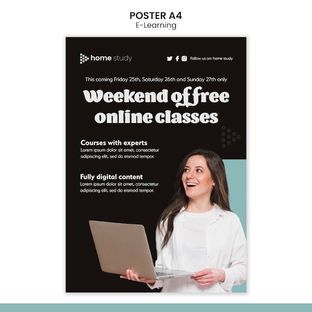 Gratis PSD sjabloon voor verticale poster voor e-learning