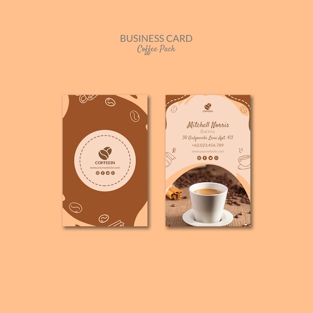 Gratis PSD sjabloon voor visitekaartjes koffie pack