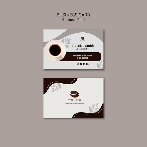 Gratis PSD sjabloon voor visitekaartjes koffie