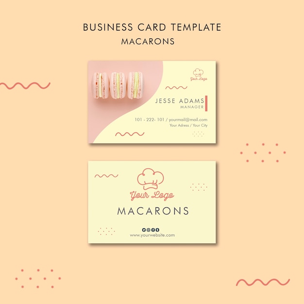 Gratis PSD sjabloon voor visitekaartjes macarons