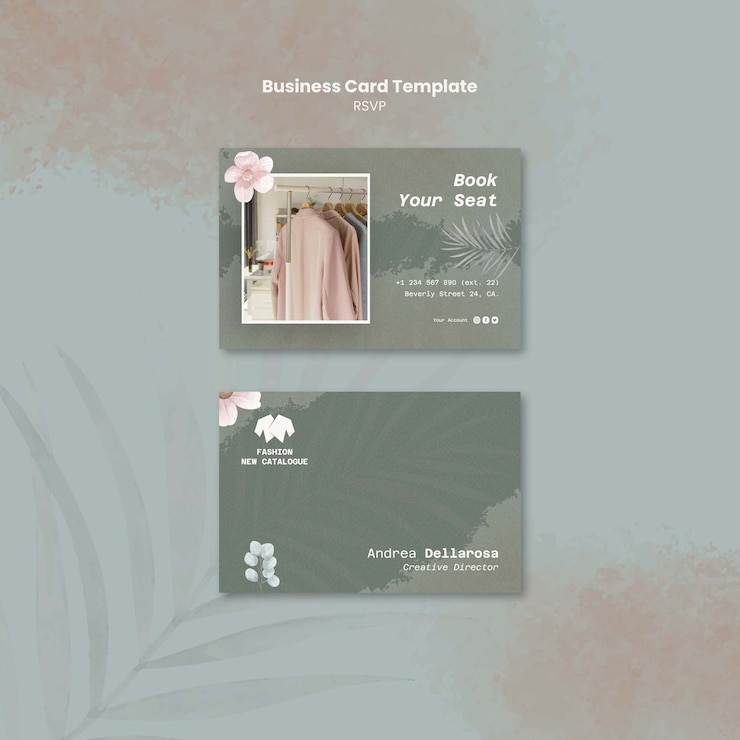 Gratis PSD sjabloon voor visitekaartjes met bloemen rsvp