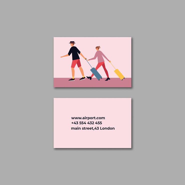 Gratis PSD sjabloon voor visitekaartjes van een luchthavenbedrijf met plat ontwerp