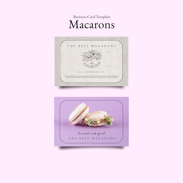 Sjabloon voor visitekaartjes van franse macarons