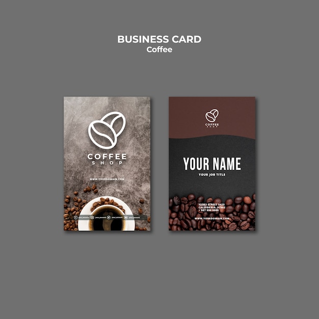 Gratis PSD sjabloon voor visitekaartjes van professionele coffeeshop