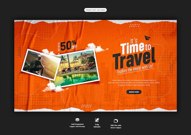 Gratis PSD sjabloon voor webbanner voor reizen en toerisme