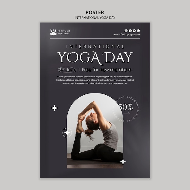 Sjabloon voor yoga-poster met kleurovergang Premium Psd