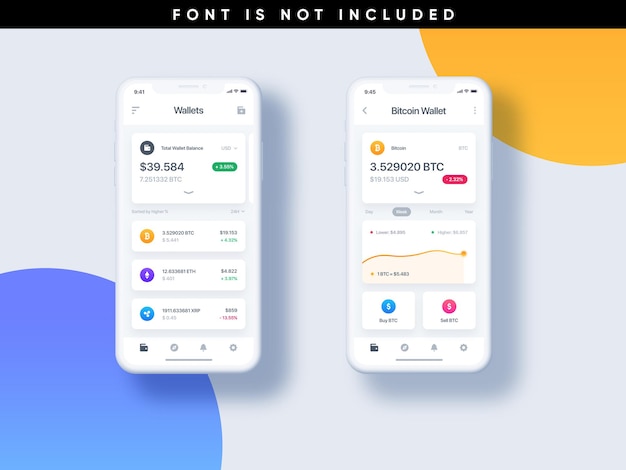 Sjabloon Wallet Cryptocurrency mobiele app