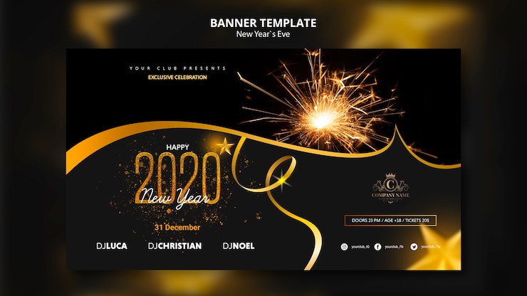 Gratis PSD sjabloonconcept voor de banner van de nieuwjaarvooravond