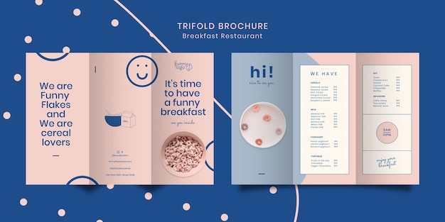 Gratis PSD sjabloonconcept voor restaurant driebladige brochure