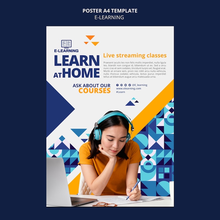 Gratis PSD sjabloonontwerp voor e-learningposters