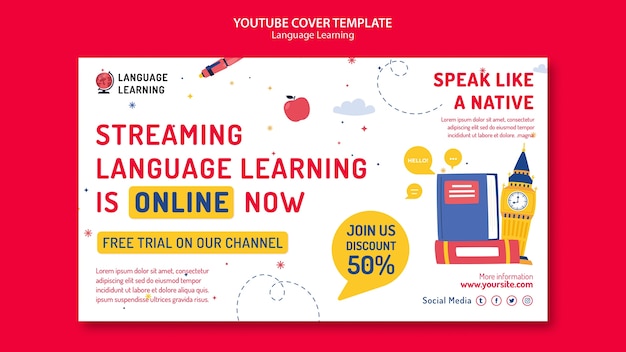 Gratis PSD sjabloonontwerp voor het leren van talen