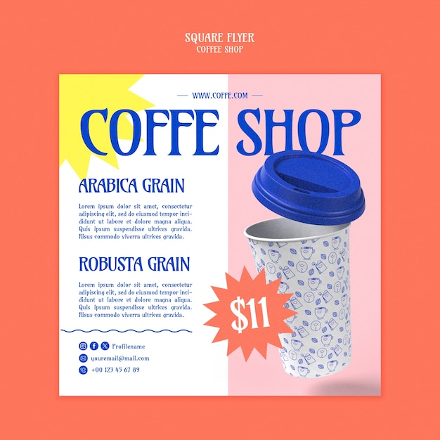 Gratis PSD sjabloonontwerp voor koffieshop