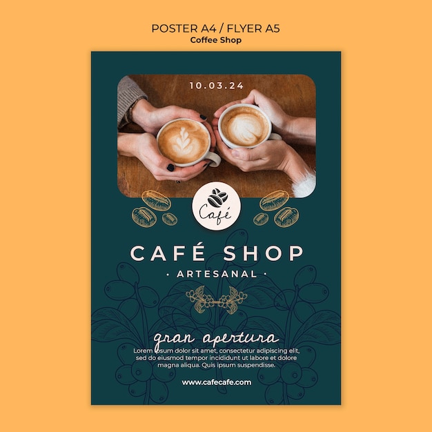 Gratis PSD sjabloonontwerp voor koffieshop