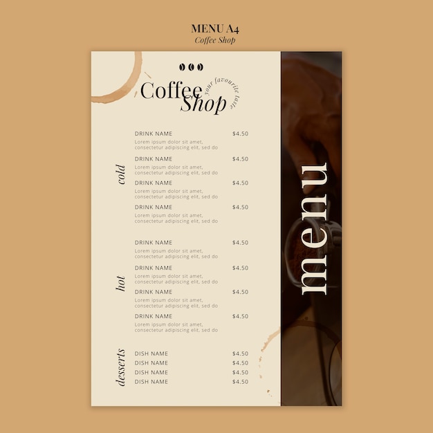 Gratis PSD sjabloonontwerp voor koffieshop