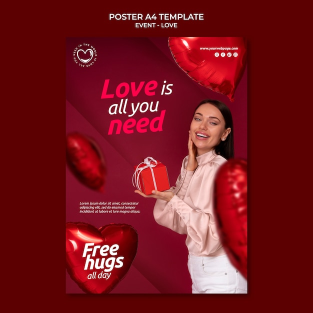 Gratis PSD sjabloonontwerp voor liefdesevenement-poster