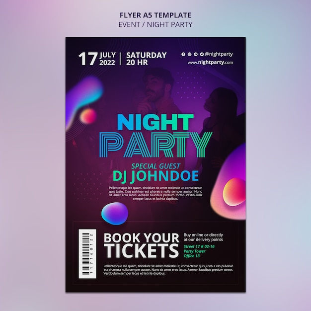 Sjabloonontwerp voor nachtfeestposter