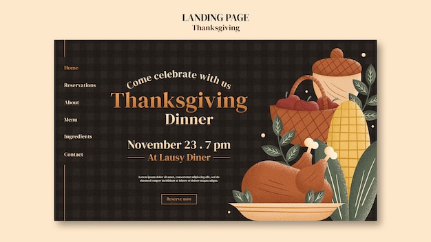 Gratis PSD sjabloonontwerp voor thanksgiving-bestemmingspagina