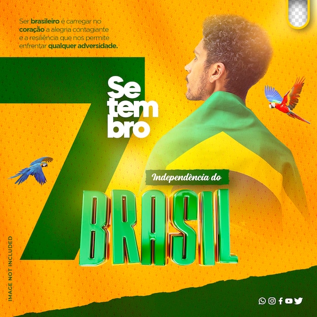 Gratis PSD sjabloonpost sociale media 7 september onafhankelijkheid van brazilië independencia do brasil