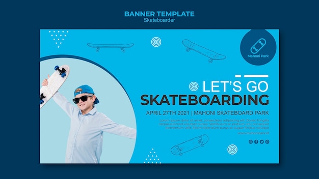 Gratis PSD skateboarder banner sjabloonontwerp