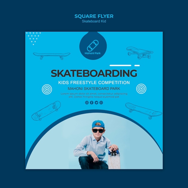 Skateboarder flyer sjabloonontwerp