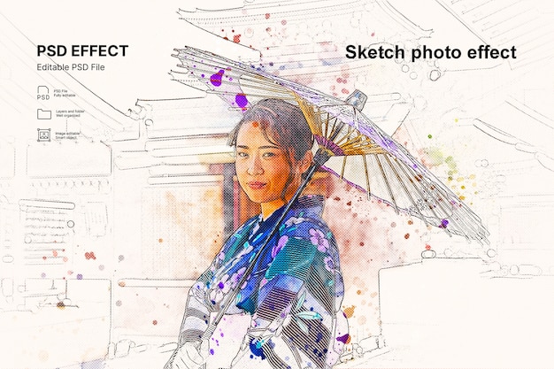 Gratis PSD sketchfoto-effect